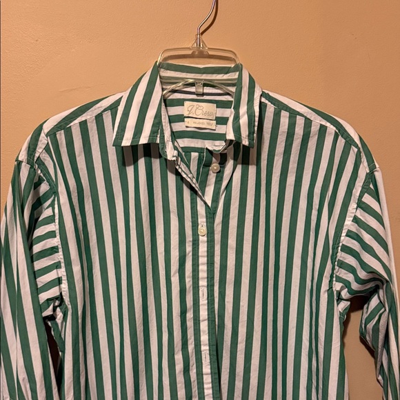 J Crew Women’s Green and White Striped Button down Shirt - Picture 3 of 9